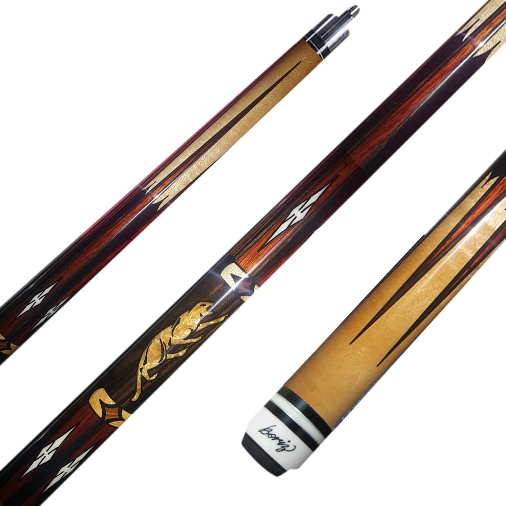 Boriz Billiards Black Leather Grip Pool Cue Stick Original Inlays New X2