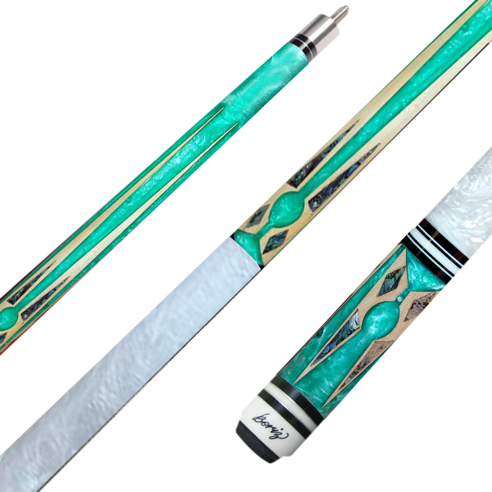 Boriz Billiards fresh snow Pearl Grip Pool Cue Stick Original Inlays New #DF96